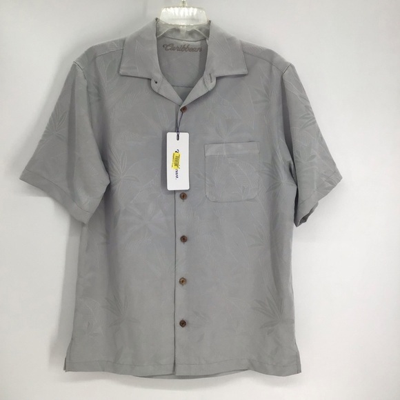Caribbean Men’s Bird of Paradise textured Short Sleeve Woven Shirt NWT Size M - Picture 2 of 8